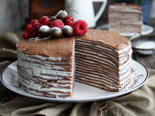 ШocolAdnыйblinnnыйtort -ctroжroжnыm kremom